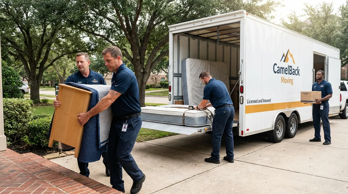 Crew loading residential truck for cross-state move from Lexington, GA