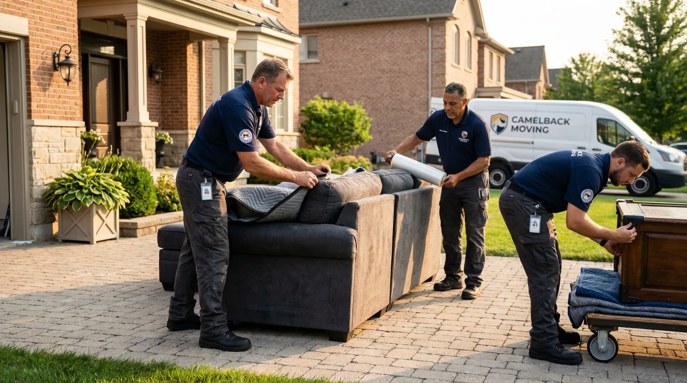 Large estate moving crew wrapping furniture in Lexington, GA